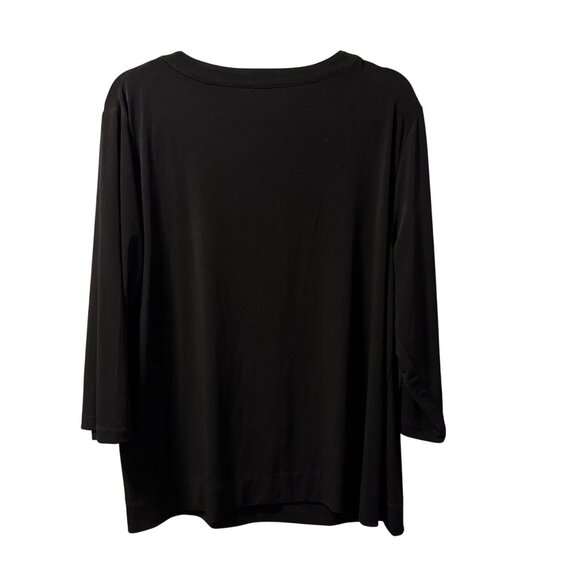 Tahari Woman Black 3/4 Sleeve Zip Front Top Sz 2X blouse - Picture 11 of 12